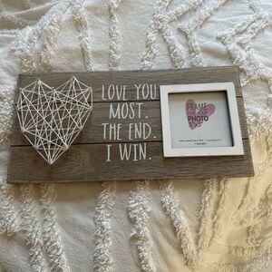 Farmhouse Rustic Wooden "Love you the most" string art heart picture frame